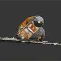 Old Worn Inflatable Boat With Yellow Orange And Green On White Surface With Gray Marks