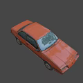 Vintage Orange Functional Car with Two Door Sedan Classic Exterior View