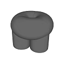 Modern Gray Fabric Stool with Rounded Design and Cylindrical Supportive Legs 3d model