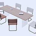 Wooden Dining Table Set with Light Gray and Brown Chairs Metal Legs Vase and Book