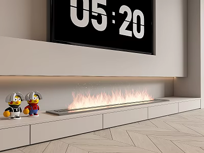 Modern Fireplace With Flames And Decorative Elements 3d model