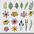 Colorful Botanical Plants Featuring Various Leaves Flowers And Different Shapes In Illustrated Design