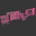 3D Industrial Metal Structure Scene With Stairs Platform And Railings