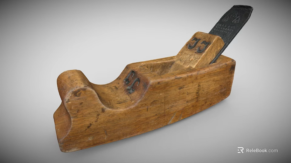 Vintage Wooden Hand Plane With Iron Blade For Carpentry Tools 3d model 