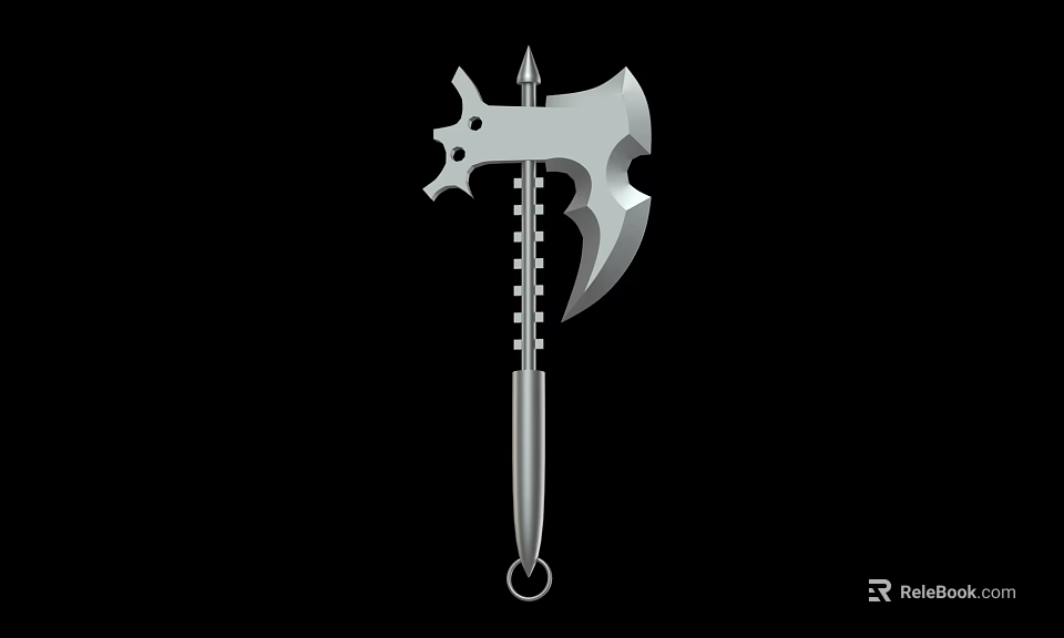 Medieval Battle Weapon Double Edged Metal Axe With Decorative Handle Design 3d model 
