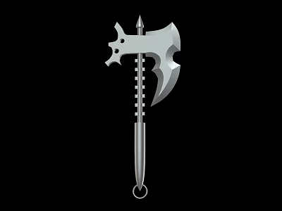 Medieval Battle Weapon Double Edged Metal Axe With Decorative Handle Design 3d model