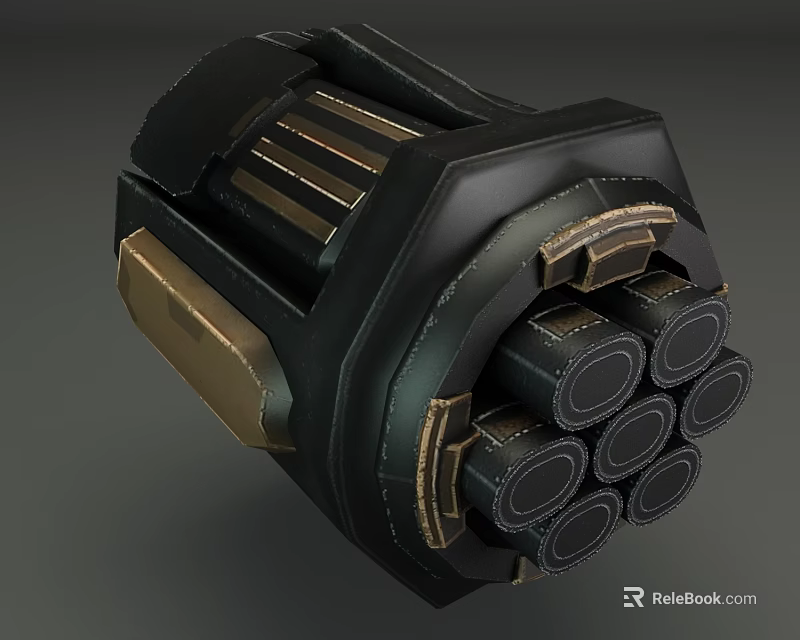 Black And Gold Mechanical Device With Multiple Circular Components In Cylindrical Arrangement 3d model 