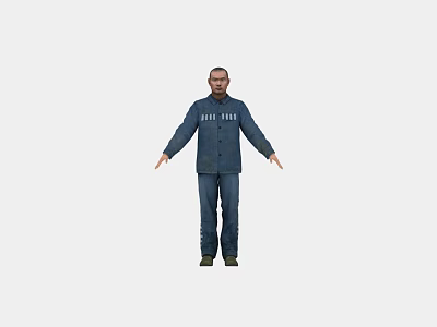 Man Wearing Blue Jacket And Jeans With Arms Outstretched Standing Against Gray Background Front View 3d model