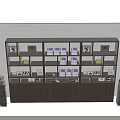 Wooden Display Shelf with Multiple Storage Shelves and Cabinet Doors for Home Decor Organizing Items