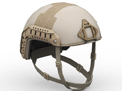 Beige Military Tactical Helmet with Ventilation Holes and Adjustable Straps System 3d model