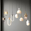 Modern Pendant Lights with Various Designs Metal Frames Glass Shades and Marble Elements 3d model