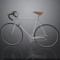 White Modern Road Bicycle With Black Handlebar Orange Saddle And Reflective Surface On Gray Background
