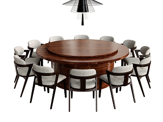 Dining Table and Chair Dining Chair Dining Table Leisure Chair Log Dining Chair Banquet Table Leisure Chair Chandelier 3d model