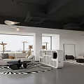 Modern Shopping Mall Store Interior With Sofa Coffee Table Rug And Pendant Lights