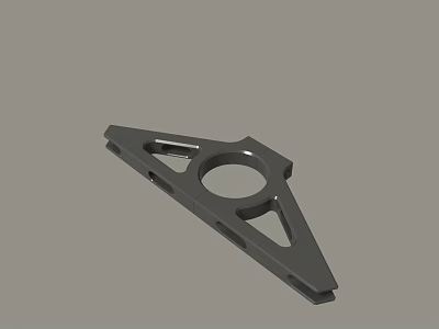 Triangular Gray Metal Bracket With Circular Center Hole And Small Mounting Holes 3d model