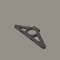 Triangular Gray Metal Bracket With Circular Center Hole And Small Mounting Holes