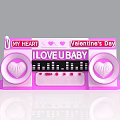 Valentine's Day Decorative Display With Heart Shapes I LOVE U BABY Text And Pink Accents