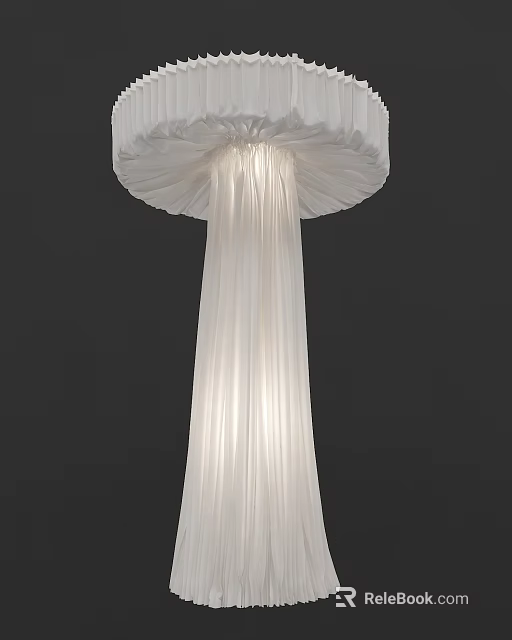 White Pleated Chandelier With Flowing Fabric Shade For Modern Interior Lighting And Home Decor 3d model 