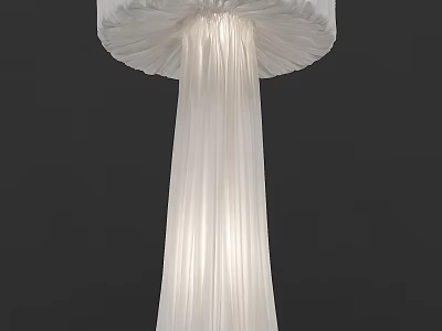 White Pleated Chandelier With Flowing Fabric Shade For Modern Interior Lighting And Home Decor 3d model