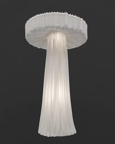 White Pleated Chandelier With Flowing Fabric Shade For Modern Interior Lighting And Home Decor 3d model