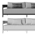 Modern Gray Sofa Interior Design With Black Frame And Decorative Patterned Pillows 3d model