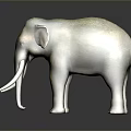 Green Brown Elephant Sculpture With Long White Tusks And Dark Background