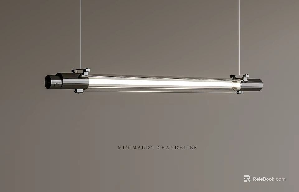 Minimalist Linear Chandelier With Sleek Metal Design For Modern Interiors 3d model 