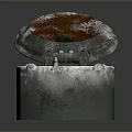 Tank Rusted Metal Hatch Cover Open On Dark Industrial Background