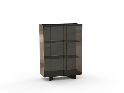Modern Dark Wood Sideboard With Glass Doors And Open Shelves Design 3d model