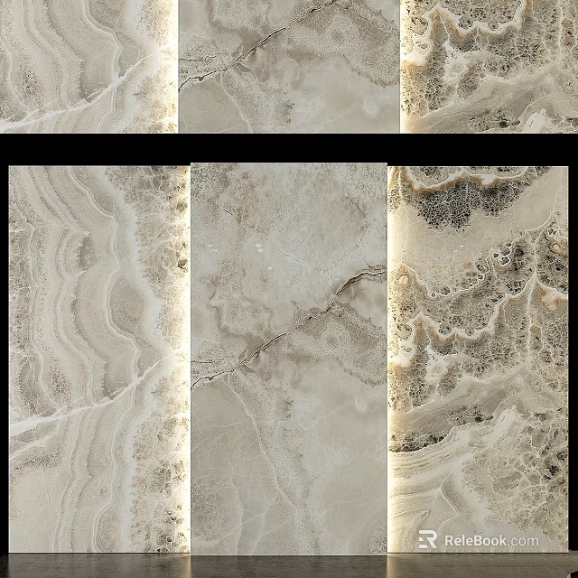 Natural Textured Marble Decorative Components With Unique Vein Patterns And Neutral Tones 3d model