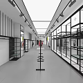 Modern Clothing Store Interior With Open Layout Display Racks And Lighting Fixtures