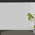 White Vertical Blinds Curtain For Window In Bright Interior With Green Plant