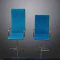 Modern Blue Upholstered Chairs With Metal Armrests And Star Shaped Base