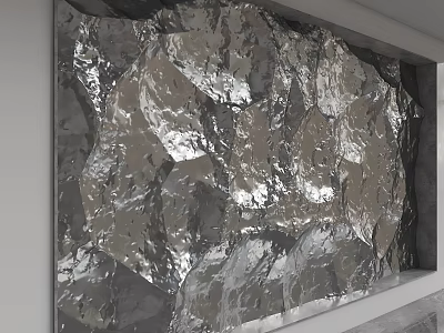 Silver Metallic Textured Background Wall With Irregular Surface And Modern Industrial Design 3d model