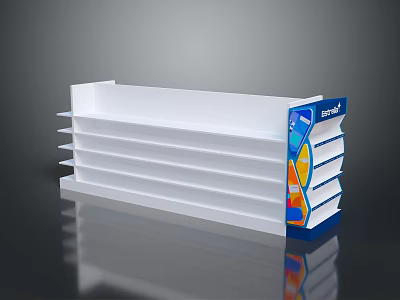 Modern White Layered Storage Shelf With Colorful Decorative Side Panel 3d model