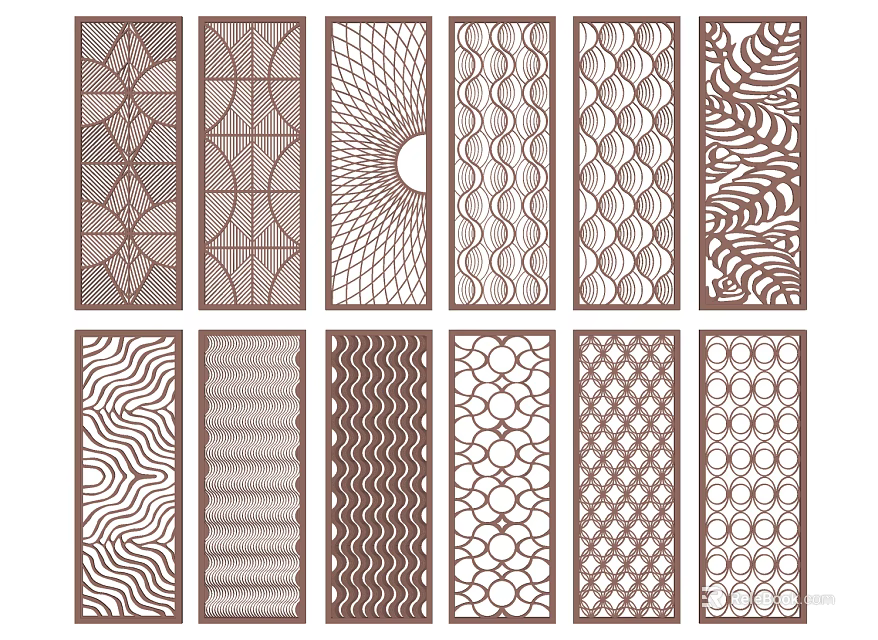 Decorative Room Dividers With Various Intricate Patterns For Interior Design 3d model