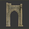 Scenery Of Ancient Stone Arch With Weathered Pillars And Historical Relic Structures
