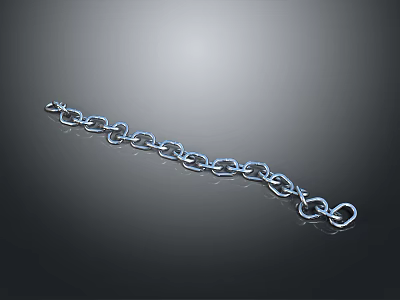 Shiny Silver Metallic Fashion Chain With Linked Rings For Clothing Accessory 3d model