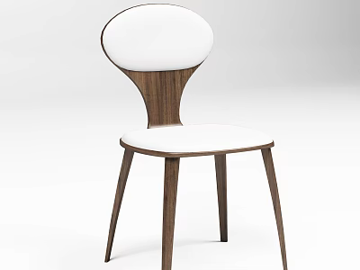 Modern Leisure Chair With Wooden Frame White Padded Seat And Curved Backrest Design 3d model