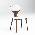 Modern Leisure Chair With Wooden Frame White Padded Seat And Curved Backrest Design