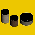 Three Piece Decorative Ornament Set With Wooden Bodies And Silver Round Lids