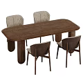 Modern Stylish Dining Table Set with Wooden Tabletop and Upholstered Chairs for Home Dining Room