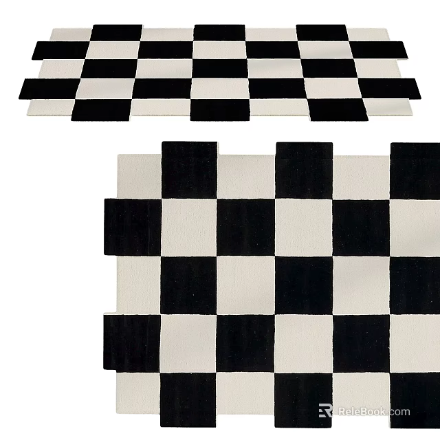 Black and White Checkerboard Pattern Stylish Rug for Modern Home Decor 3d model 