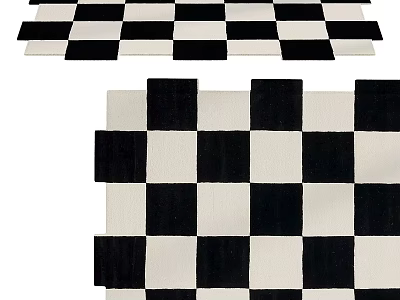 Black and White Checkerboard Pattern Stylish Rug for Modern Home Decor 3d model