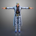 Male Character In Gray Coat Black Inner Garment With Hat And Mythical Beast Arms Outstretched