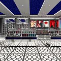 Modern Luxury Boutique Interior With Glass Display Shelves Patterned Flooring And Lighting Fixtures