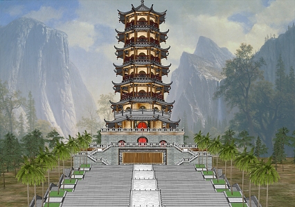 Buddha Pagoda Attic Lohan Pagoda 3d model