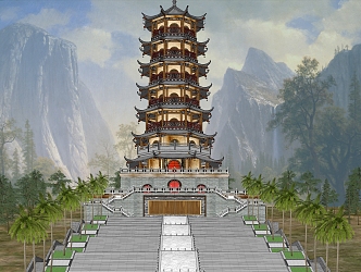 Buddha Pagoda Attic Lohan Pagoda 3d model