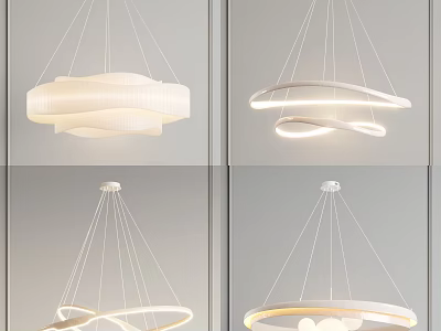 Modern Minimalist Chandeliers With Geometric Shapes And White Finish For Interior Lighting 3d model