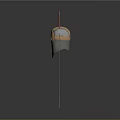 Medieval Metal Helmet With Chain Mail And Red Hilt Sword